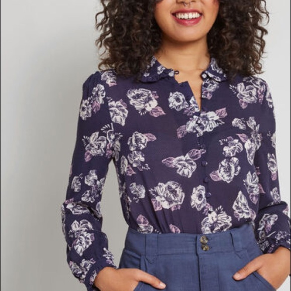 Floral button- up blouse